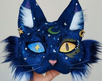 三毛猫マスク 足と尻尾セット | ハンドメイド リアルなフェイクファー