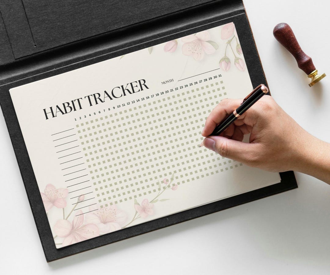 Spring Can Tracker Spring Reset Habit Tracker: Vintage Botanical Monthly Planning ...
