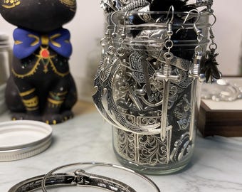 Mysterious Jewelry Jars-Gothic Mystery Jewelry Jar, Dark Alt Punk Emo Accessories, Bracelets, Rings And Earrings Jewelry Jars, Women's Gifts