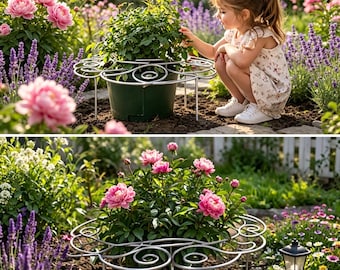 Vintage Spiral Floral Plant Support,Handmade Metal Trellis for Climbing Plants,Rose Peony Bush Support, Outdoor Garden Stake for Flower Beds