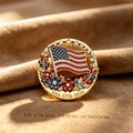 USA 250th Anniversary Flag Brooch, Patriotic Enamel Rhinestone Pin, 1776-2026 American Flag Jewelry,Commemoration Brooch product logo