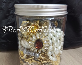 Tarros de joyería misteriosos, tarro de oro vintage, collares, pulseras, anillos, pendientes vintage, regalos para mujeres, joyeros