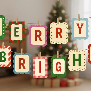 Striscione di Natale allegro e luminoso: ghirlanda natalizia stampabile (download PDF)