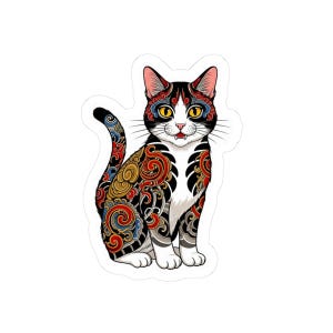 Colorful Cat Kiss-Cut Stickers | Cute Pet Decor, Laptop Stickers, Cat Lover Gifts, Animal Art, Whimsical Home Decor