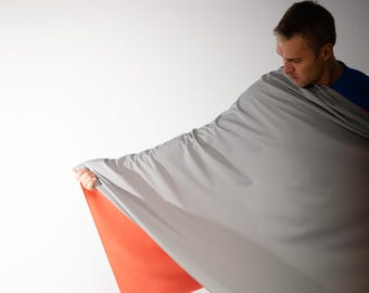 Tejido softshell GORE WINDSTOPPER® 3L – Gris granito y naranja / Resistente al viento, impermeable y transpirable / 140 cm de ancho /