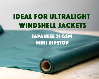 Japanese Technical Nylon Ripstop | 51gsm Lightweight DWR Windshell - green