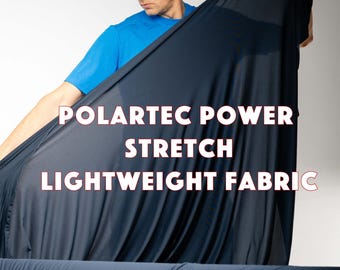 Tejido Polartec Power Stretch: ligero, elástico en 4 direcciones, azul marino, por metro.