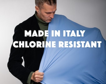 Lichtblauwe stretchstof, Italiaans NILO, chloorbestendige badkleding sportkleding (per meter)