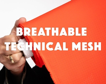 Technisch geperforeerd gaas, pittige oranje ademende voering, materiaal zakken, hoogwaardig sportgaas per meter