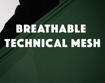 Technische microgeperforeerde mesh-stof, bosgroene ademende sportvoering, lichtgewicht ventilatiemateriaal, gestructureerd prestatiegaas