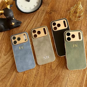 Custom Suede Phone case, Initials/Name Personalised Suede Case for iPhone 16 15 14 13 12 11 Pro Max Gift for him,Engraved Cover,Gift for her