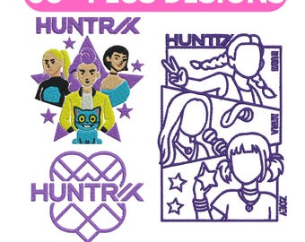 Huntrix Anime Machine Embroidery Design Bundle Cute Girl Huntrix Embroidery kpop Idol Embroidered Design All Formats Instant Download Files