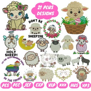 Fuzzy Sheep Embroidery Designs Bundle: Lamb Applique Patterns