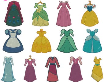 Princess Dresses Machine Embroidery Design Build Your Own Princess Set Embroidery Design princess crown Tiara Embroidery Digital File 5+Size