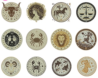 Zodiac Constellation Machine Embroidery Designs Star Sign Embroidery Zodiac Signs Embroidery Zodiac Symbols EMB Astrology PES Download Files