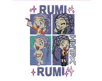 Huntrix Anime Girls Machine Embroidery Design Bundle Kpop Demon Hunters Embroidery Anime Girl Rumi Zoey Mira Embroidery PES Instant Download