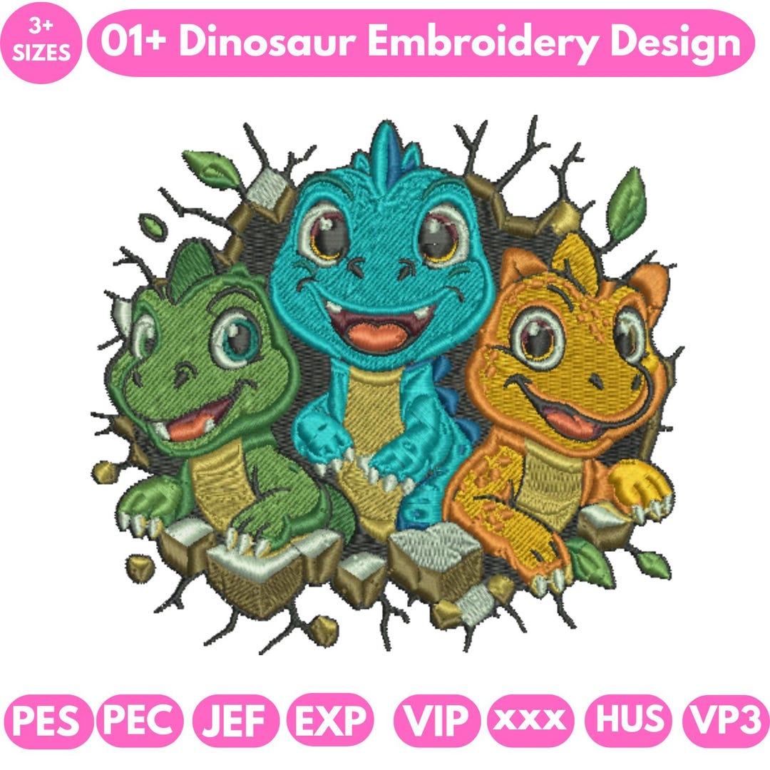 Cute Dinosaur Machine Embroidery Designs Mini Dinosaur Embroidery Baby ...