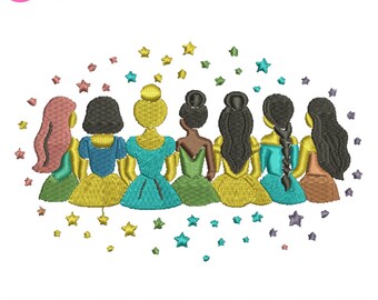 Princess Machine Embroidery Designs Barbie Princess Embroidery Princess Crown Princess Pattern Birthday Princess Applique Pes File 5+Sizes