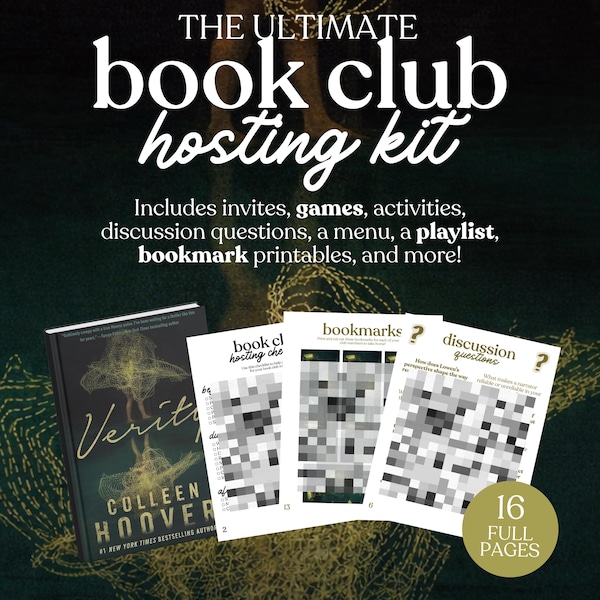Kit d'accueil de club de lecture Verity || Guide imprimable Questions de discussion imprimable à télécharger au format PDF Colleen Hoover