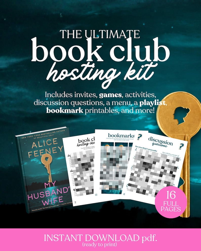 My Husband's Wife Book Club Hosting Kit || Printable Discussion Questions Meeting Guide Printable Instant Download PDF Alice Feeney thriller image 1