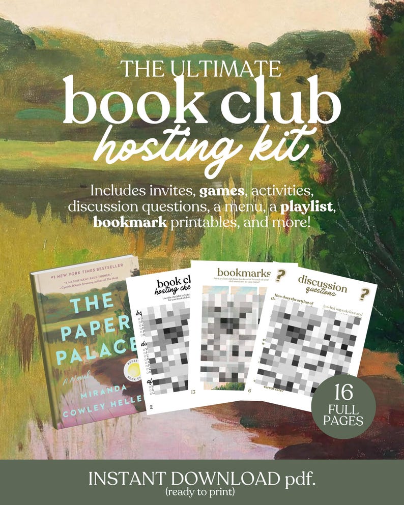 Das Paper Palace Book Club Hosting Kit || Druckbare Diskussion Fragen Meeting Anleitung Druckbare Sofortiger Download PDF Miranda Cowley Heller Bild 1