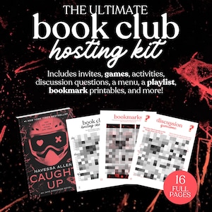 Hostingkit voor ingehaalde boekenclub || Afdrukbare discussievragen Vergadergids Afdrukbaar pdf-bestand direct downloaden afbeelding 1