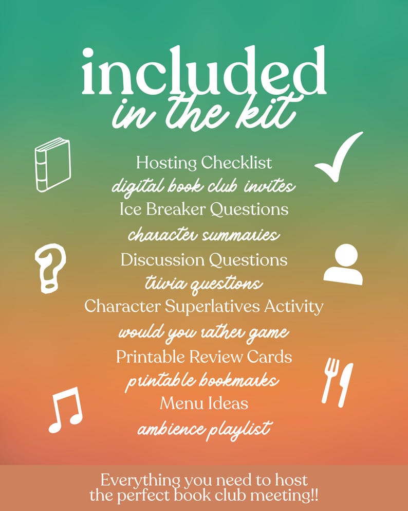Kit para organizar un club de lectura infantil // Preguntas de debate imprimibles Guía de reuniones Descarga instantánea en PDF Olivia Muenter imagen 2