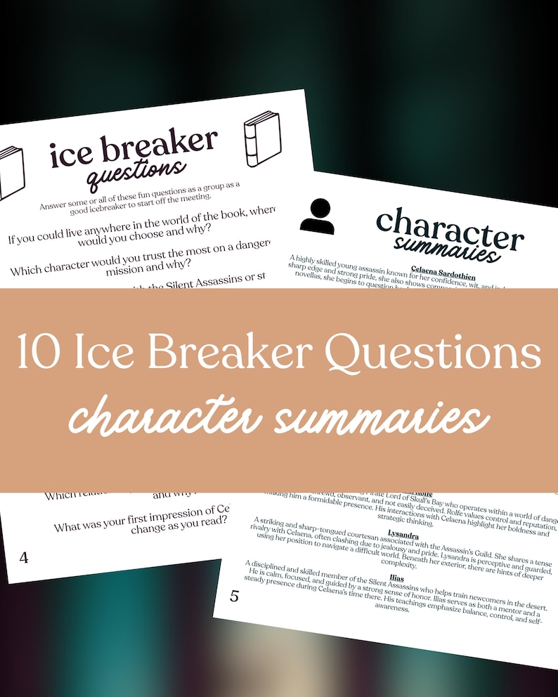 The Assassin's Blade Book Club Hosting Kit || Printable Discussion Questions Meeting Guide Printable Instant Download PDF Sarah J. Maas image 4