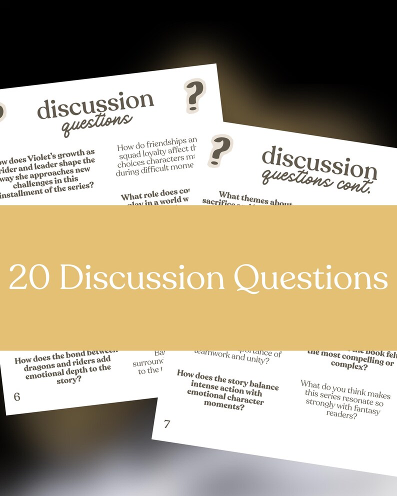 Puede incluir: Tarjetas con preguntas de discusi&oacute;n sobre un fondo amarillo claro. Las tarjetas tienen las palabras "preguntas de discusi&oacute;n" y "preguntas de discusi&oacute;n cont." impresas. Tambi&eacute;n es visible el texto "20 Preguntas de discusi&oacute;n".