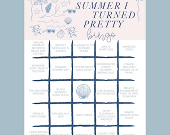 Tarjeta de bingo para ver la película "El verano en que me volví guapa" (TSITP) / Editable en Canva / Descarga digital