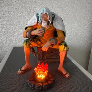 One Piece Rayleigh Figure: LED Campfire Diorama, Anime Collectible
