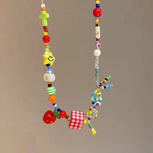 Kawaii Beaded Charm Necklace: Y2K Harajuku Style
