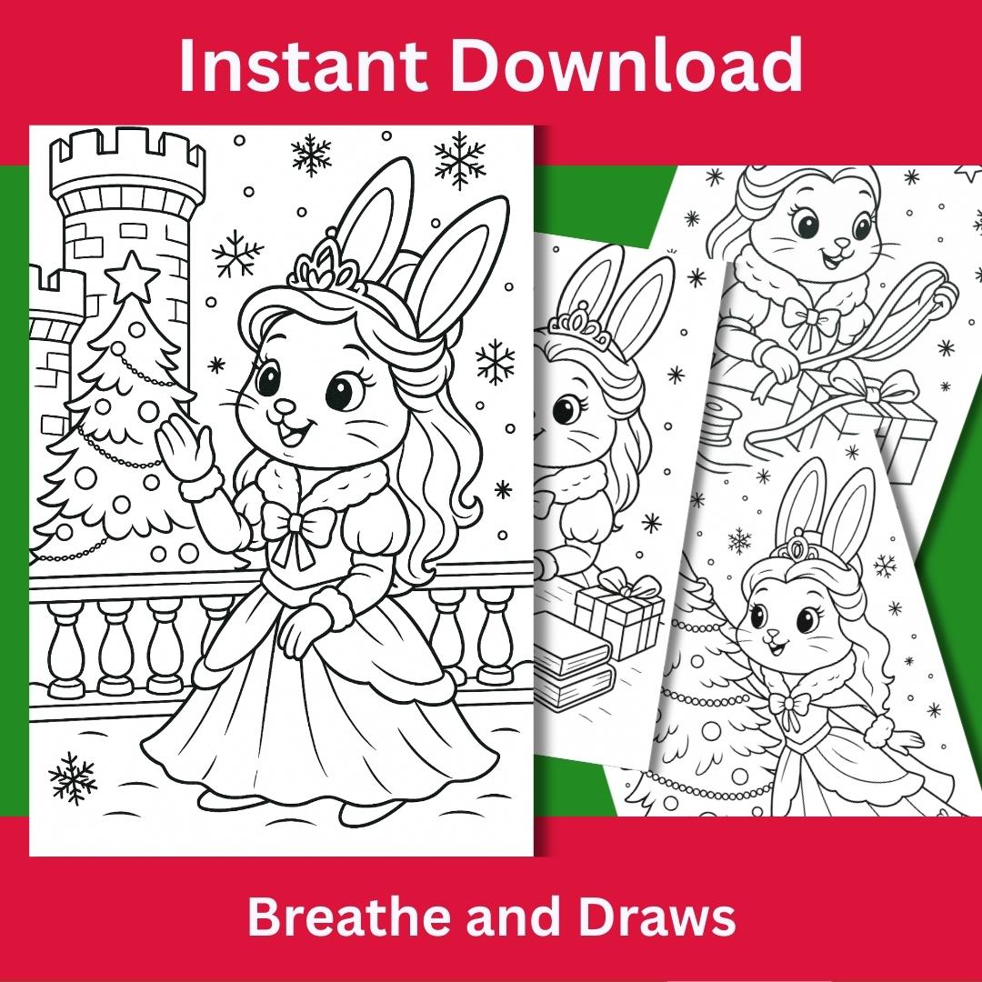 バニープリンセスのクリスマスぬり絵：冬のシート30枚（PDFダウンロード） - Etsy 日本, image size:1080x1080