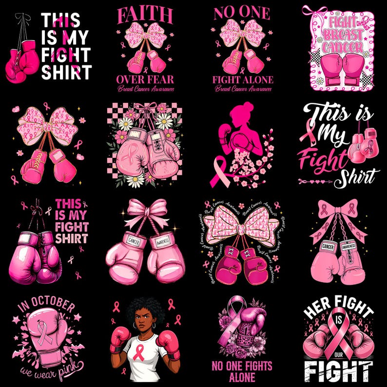 Png Boxing Ribbons Breast Cancer Awareness Boxing Glove PNG, Slay Pink Ribbon Fighter ...