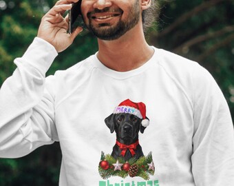 PNG navideño de labrador negro / Guirnalda navideña de gorro de Papá Noel (Descarga digital)