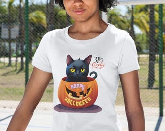 Halloween Black Cat in Jack-O'-Lantern PNG