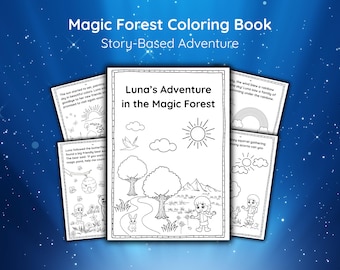 Magic Forest Story Coloring Book | Luna's Adventure Nature Pages (PDF Download)