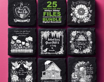 Bundle fête des mères SVG, 25 motifs de gravure laser citation de maman, Floral PNG DXF