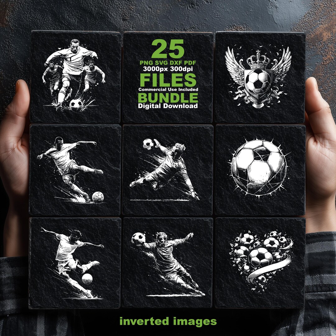Football Vector Inverted Soccer Football SVG PNG DXF, Sports Laser Engraving Files, Inverted ...