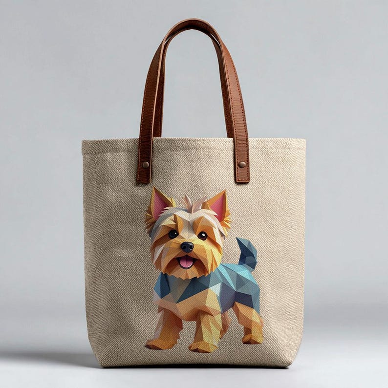 Polygonal Yorkie Clipart Set | 7 PNG Transparent + 7 JPG | Geometric ...
