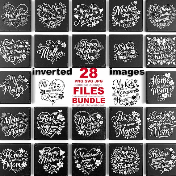 28 Mother Quotes Slate Engraving Designs, 28 PNG JPG SVG Bundle