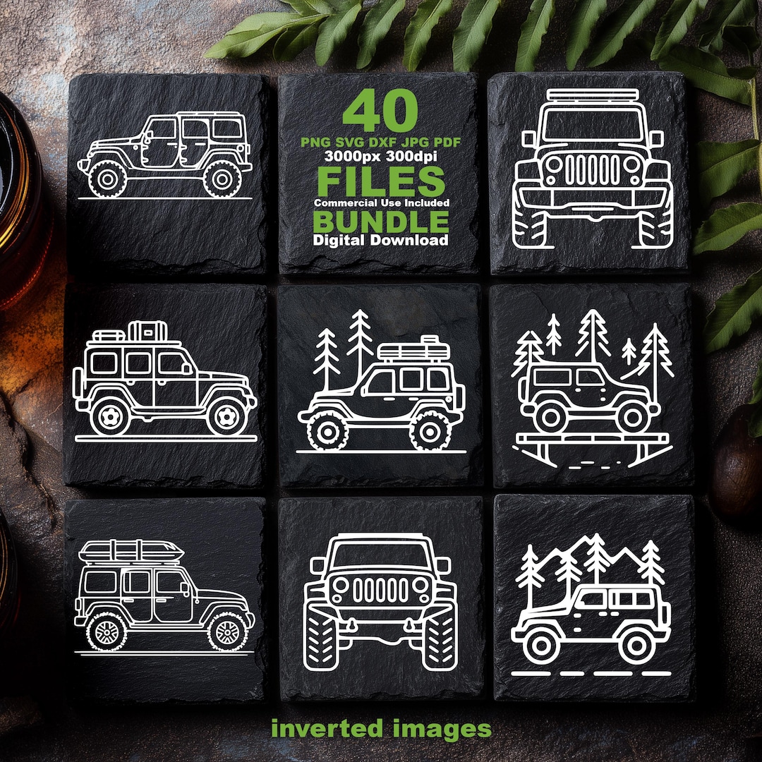 Offroad 4x4 SVG Bundle CNC Router Files Slate Coasters Design Truck ...