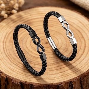 Personalized Infinity Couple Bracelets with Custom Names, Matching Gift for Him and Her