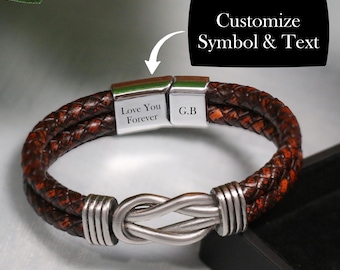 Personalized Mens Leather Bracelet