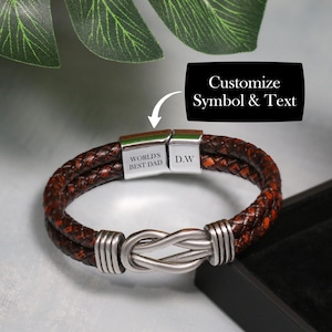 Personalised Men&#39;s Infinity Knot Leather Bracelet