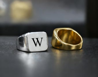 Monogram Signet Ring For men, Personalized Square Ring, Handmade Jewelry, Gift for Dad, Gifts for Him, Custom Anniversary gift