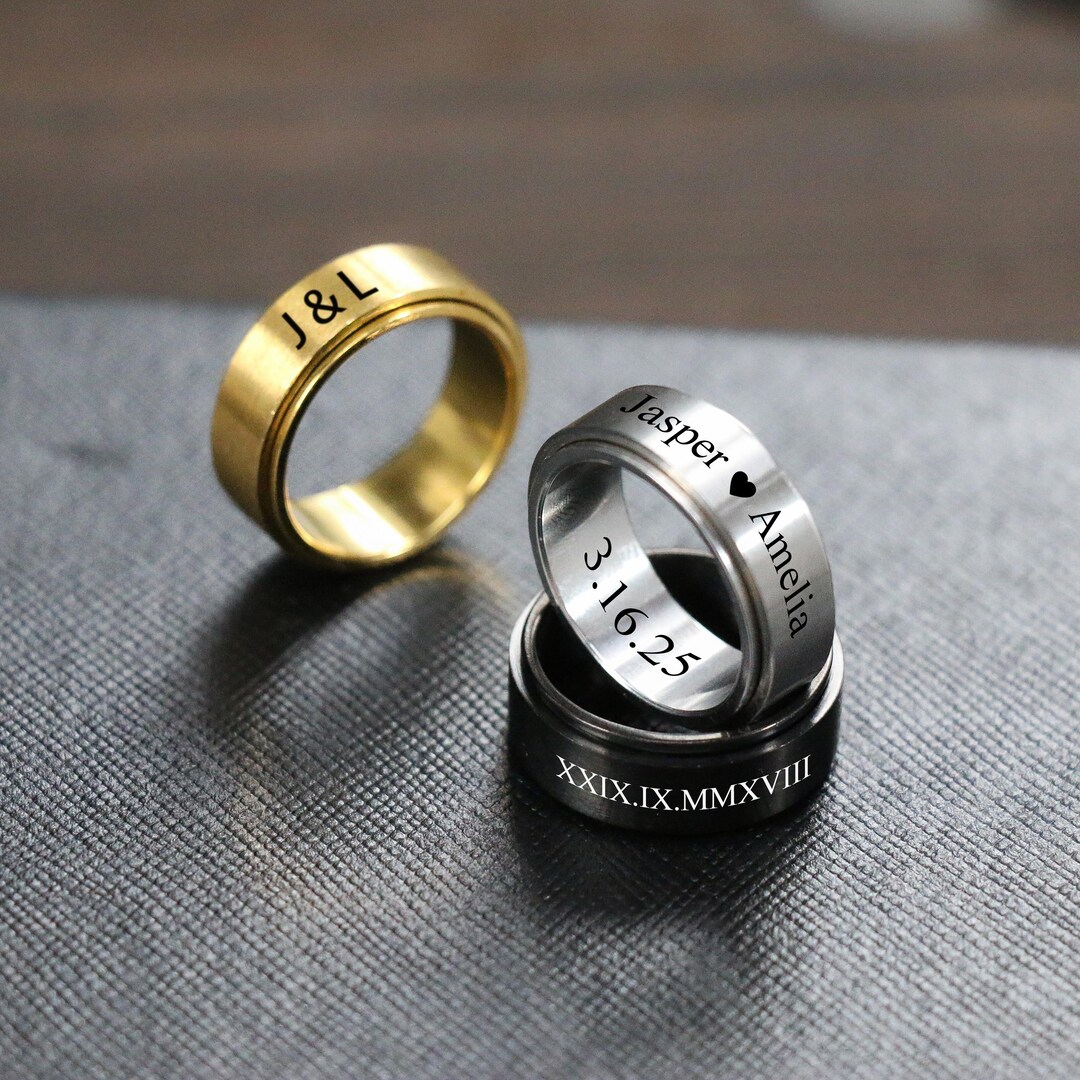 Customizable Promise Rings Personalized Promise Ring for Him | Her, Custom Engrave Stainless Steel ...