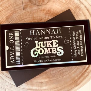 Personalised ticket event, Fake Ticket Gift, Event ticket gift, Concert ticket reveal, Luke Combs ticket image 1