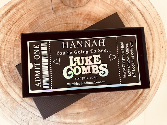 Personalised ticket event, Fake Ticket Gift, Event ticket gift, Concert ticket reveal, Luke Combs ticket