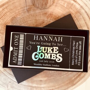 Personalised ticket event, Fake Ticket Gift, Event ticket gift, Concert ticket reveal, Luke Combs ticket image 8